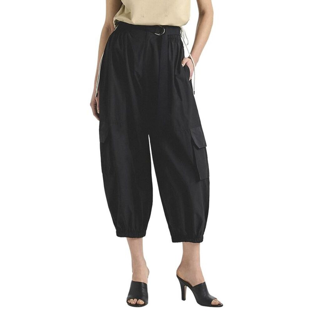 Derek Lam 10 Crosby Womens Tamsin Poplin Balloon Cargo Pant, Black